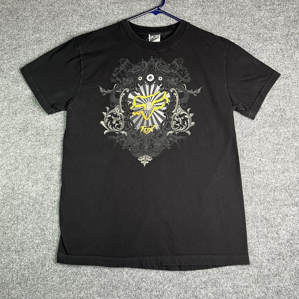 Vintage Y2K Fox Racing‎ T-shirt Men's L Black Short Sleeve Motorcross